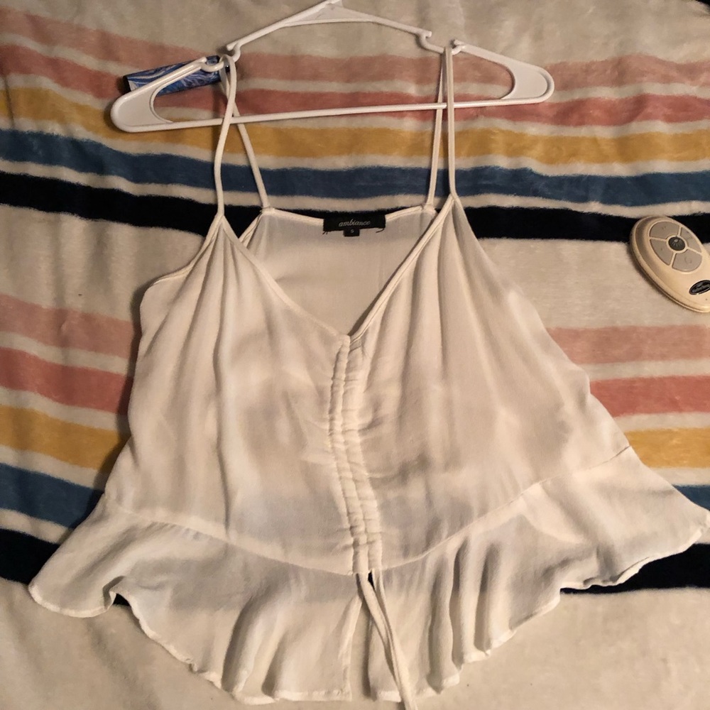 white flowy crop top